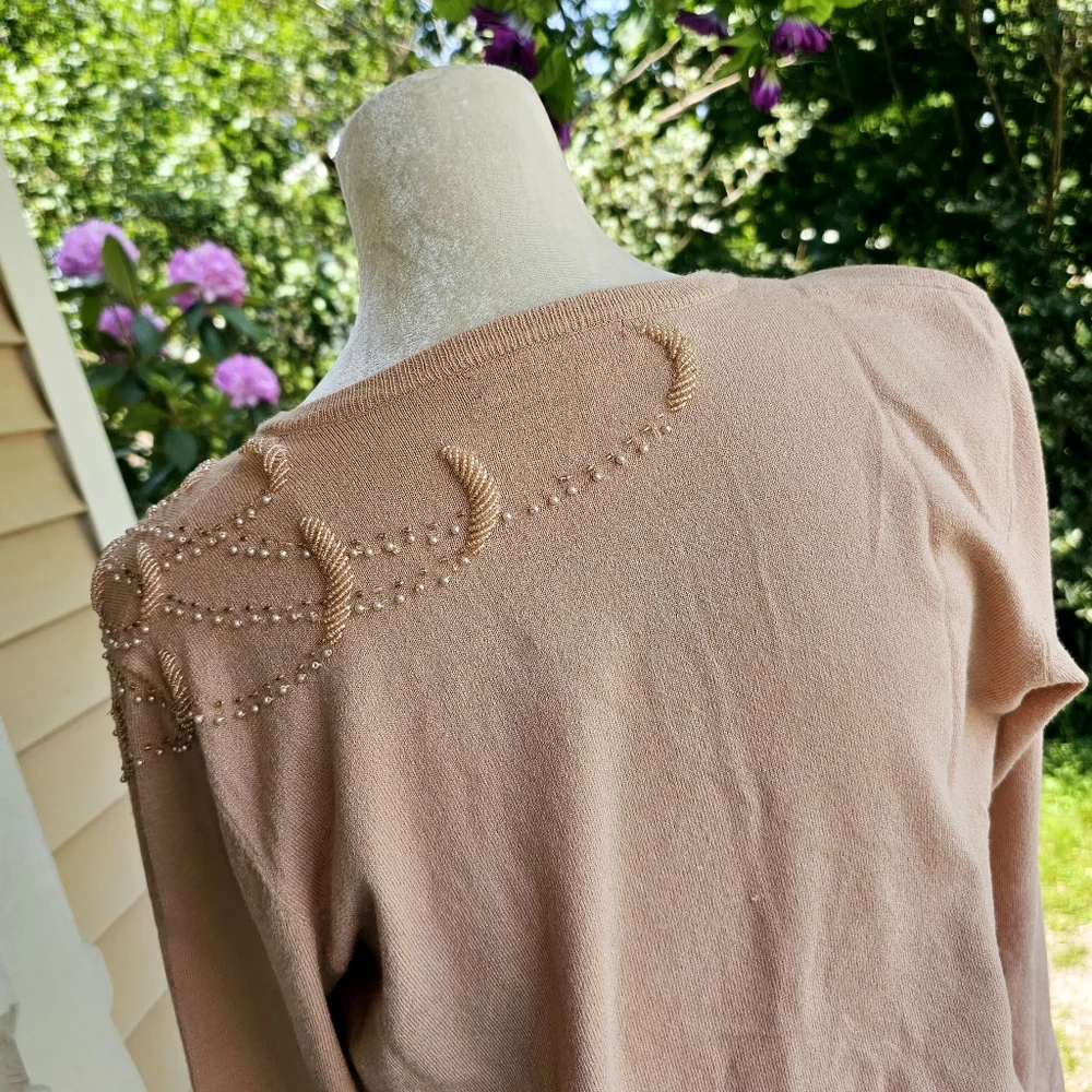Anne Klein Beaded Cardigan Sweater - Picture 3 of 9